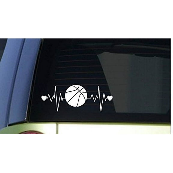 Basketball heartbeat lifeline *I174* 8" wide Sticker decal center forward