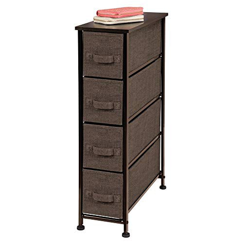 Hallway Sturdy Metal Frame Organizer Unit for Bedroom Closet Wood Top mDesign Narrow Vertical Dresser Storage Tower Charcoal Gray 4 Drawers Entryway Easy Pull Fabric Bins Textured Print