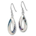 thumbnail image 3 of 925 Sterling Silver Rhodium Plated Polished Teardrop Abalone With Simulated Mother of Pearl Earrings Measures 38.5x11.5m, 3 of 6
