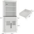 thumbnail image 6 of Studyset 70" Kitchen Pantry Cabinet, Tall Bookcase with Open Shelves and Fluted Drawer, Floor Standing Bookshelf with Glass Doors, Wood Display Cabinet for Kitchen, Living Room, 6 of 6