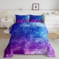 thumbnail image 3 of Manfei Purple Blue Galaxy Full Size Comforter Sets for Teens, Mystic Glitter Stars Print Bedding Comforter Set, Starry Sky Reversible Bedding Sets, Microfiber Bedroom Decor, 3pcs, 3 of 9