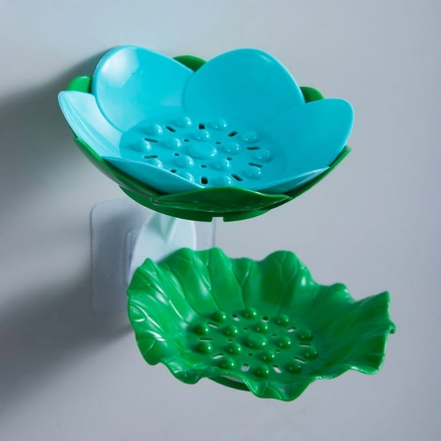 QTOCIO Flower Soap Rack Storage Rack Double-layer Draining Soap Box Non-drilling Wall-mounted Storage Rack