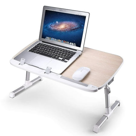 AboveTEK Folding Laptop Table Stand for Bed, Portable Lap Desk Breakfast Tray for Sofa Couch Floor, Height Adjustable Tablet Reading Drawing Table, Standing Desk Computer Riser, Outdoor Camping