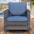 thumbnail image 6 of POCASSY Outdoor Swivel Glider Chair with Cushion, All Weather Wicker Rattan Outdoor Chair with Deep Seat for Porch Deck Backyard, Blue, 6 of 9