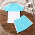 thumbnail image 5 of LJEFF Girls Color Block T-Shirt & Skort Set, Elastic Waist Short Sleeve Soft Comfortable Casual 2PC Outfit Sky Blue Size 5 T, 5 of 9
