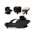 thumbnail image 2 of BLISSFUL STEP Women's Shoes Satin Bow Rhinestone Mules Pointed Toe Kitten Heel Slip-On Shoes  Black 6, 2 of 6
