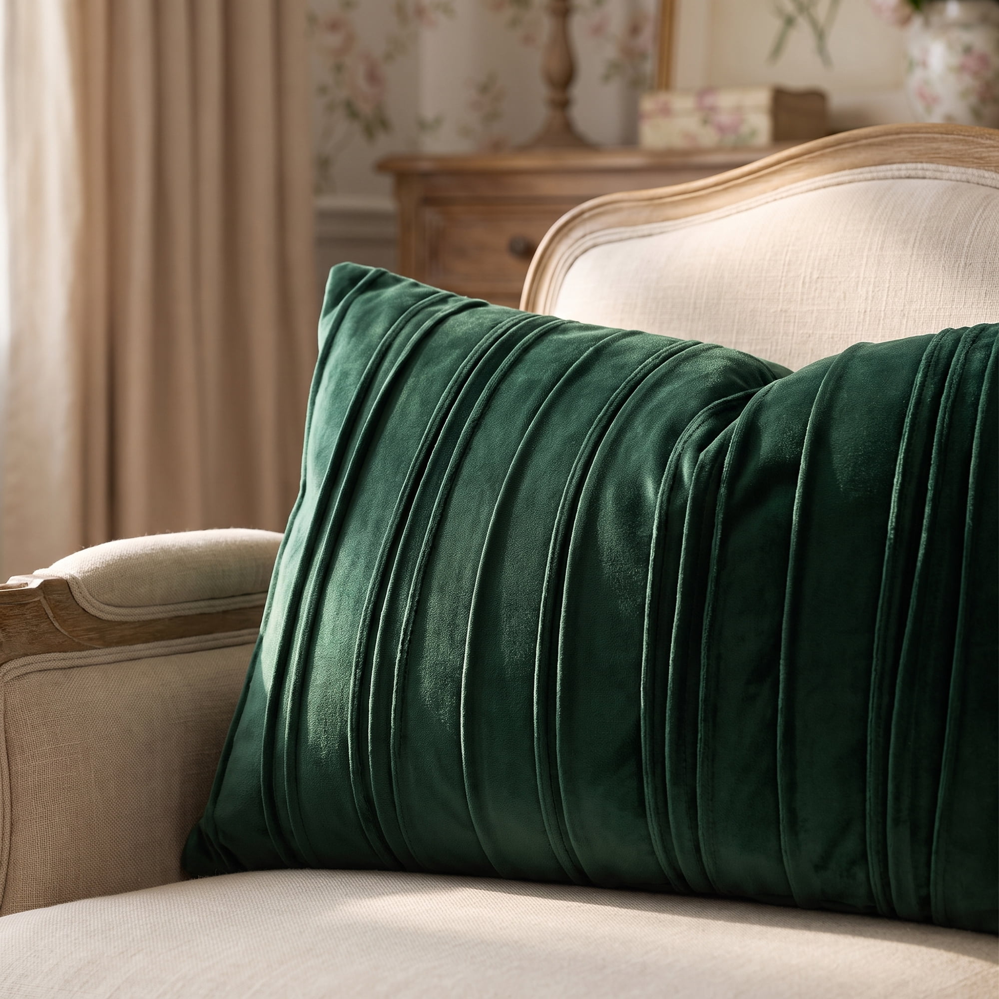 Unique Bargains 2Pcs Textured Throw Pillow Covers Couch Cushion Cases Dark Green 20"x12"