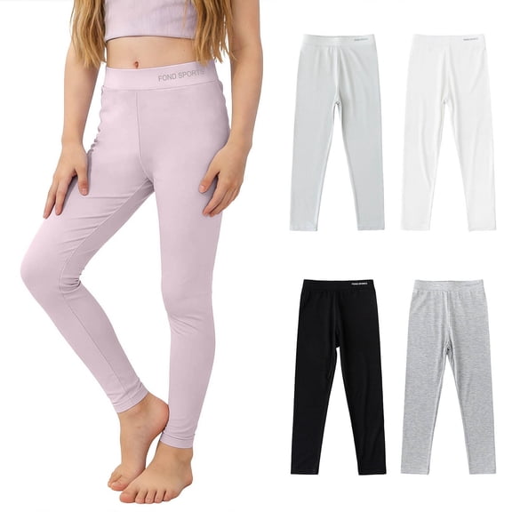 WAVSUF Girls Leggings Elastic Waist Lightweight Comfort Soft Summer Yoga Gym Sports Underpants Purple Size 6