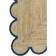 thumbnail image 3 of DecorAvenue Braided Jute Area Rug Farmhouse Scalloped Area Rug, Natural / Navy Blue 2'6"x 10' Ft Runner, 3 of 6