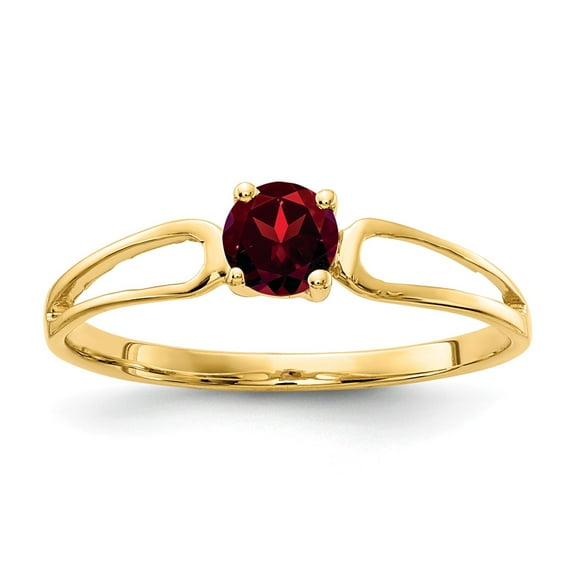 Real 14kt Yellow Gold 4mm Garnet Ring Size: 6; for Adults and Teens; for Women and Men