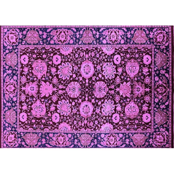 Ahgly Company Indoor Rectangle Oriental Purple Industrial Area Rugs, 8' x 12'