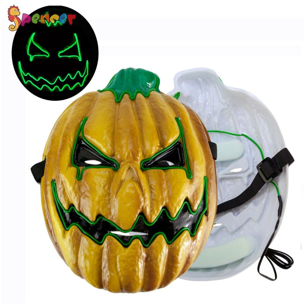 Spencer Halloween Scary Pumpkin Mask 4 Mold Led Glowing Light up Costume Cosplay Mask for