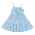 thumbnail image 6 of EnJoCho Girls Suspender Skirt Solid Color Beach Dress Breathable Cotton Jumper Dress with Pockets Cute Casual Sundres𝗌 for Birthday Par𝗍y Age 4-12, 6 of 6