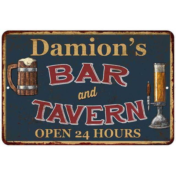 Damion's Green Bar & Tavern Rustic Sign 8 x 12 High Gloss Metal 208120047522