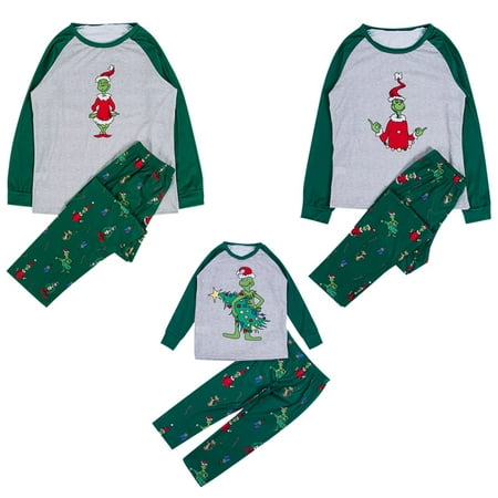 

Seyurigaoka Seyurigaoka Family Matching Christmas Pajamas Set Women Men Baby Kids Santa Sleepwear Nightwear Tops+Bottoms Pants 2PCS Clothing