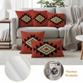 thumbnail image 6 of Red Black Green Boho Outdoor Waterproof Pillow Covers, Farmhouse Vintage Abstract Geometric Decorative Square Throw Pillowcase Sofa Cushion Sham for Patio/Couch/Chair, 20"x20" 2 Pack, 6 of 8