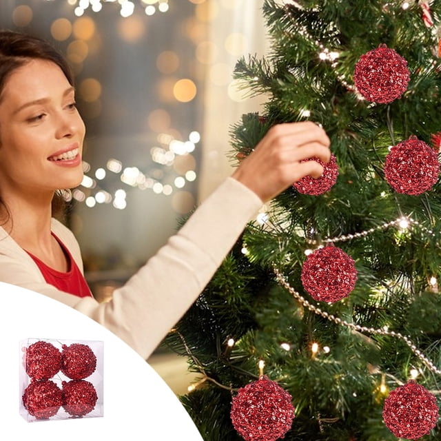 Christmas Decorations 3.14 Inch Plastic Tree Ball New Pendant Hanging Decoration, Christmas Tree Ball Wedding Party Holiday Decoration