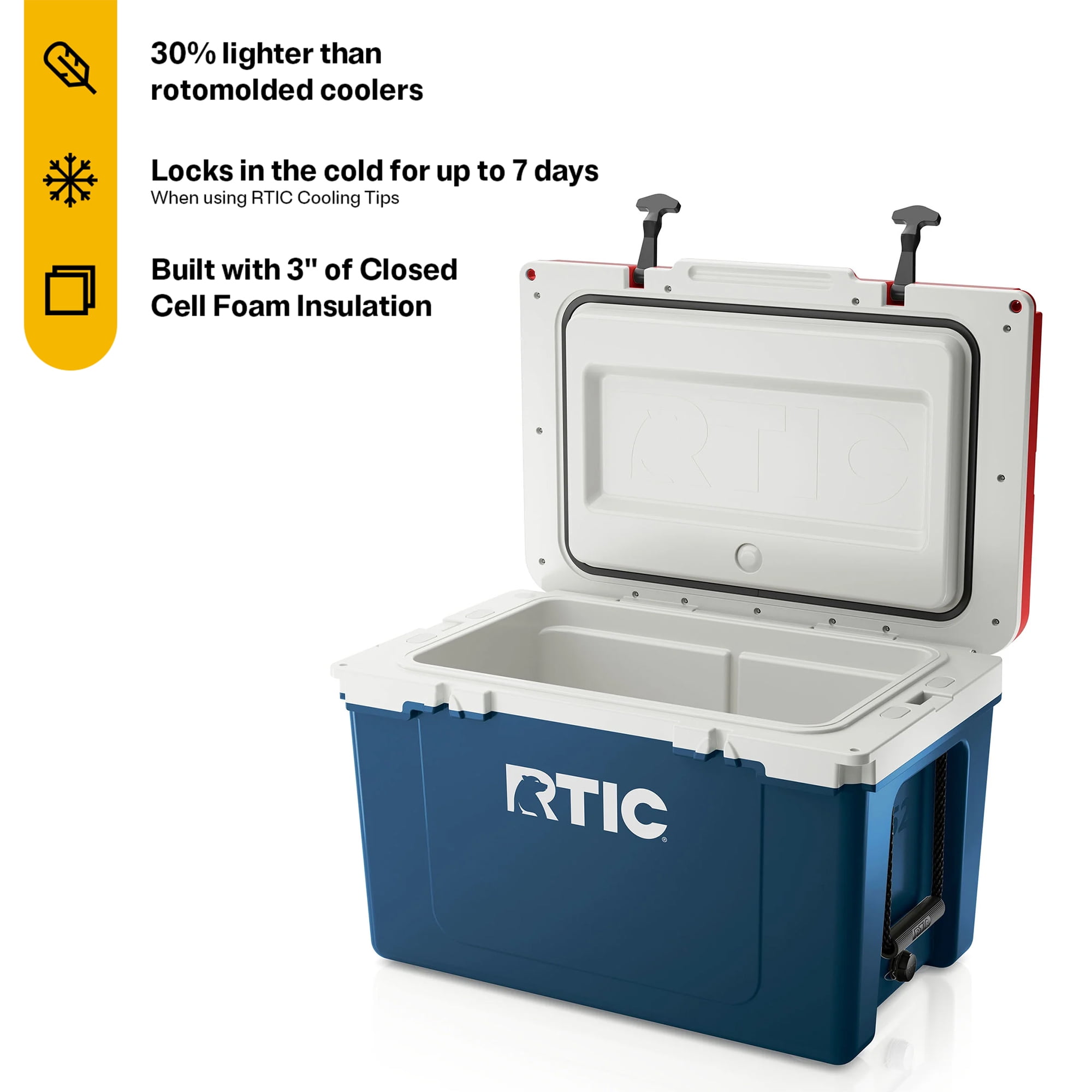 RTIC 52 QT Ultra-Light Hard-Sided Ice Chest Cooler, Dark Grey And Cool Grey, Fits 76 Cans