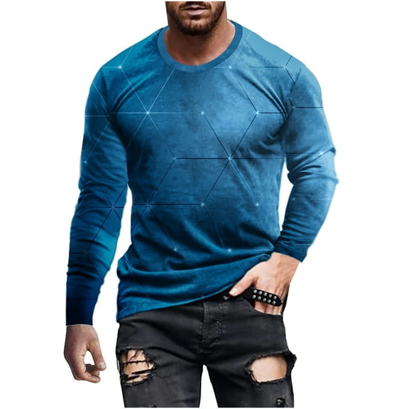Honeeladyy Long Sleeve Golf Tennis T-Shirt Tops,Men Casual Round Neck Long Sleeve Pullover 3D Printed T-Shirt