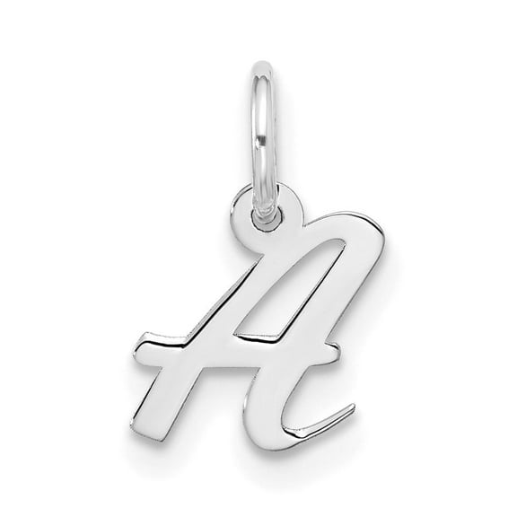 Diamond2Deal 10k White Gold Script Initial A Charm Pendant for Women (L- 0.61 inch, W- 0.29 inch)