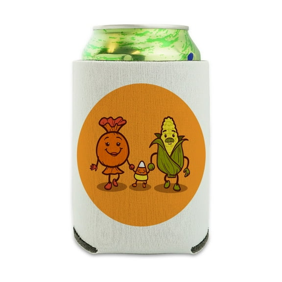 Candy Corn Family Halloween Can Cooler - Drink Sleeve Hugger Collapsible Insulator - Beverage Insulated Holder