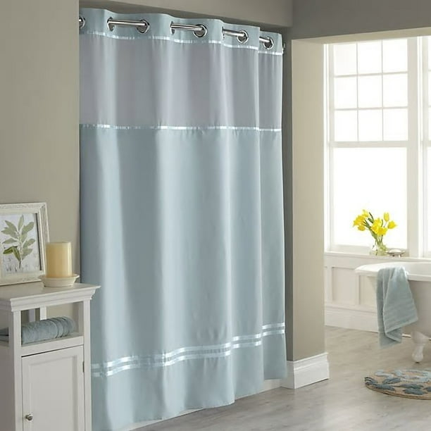 Hookless Escape 71 Inch X 74 Shower Curtain And Liner Set In Slate Blue Com - Slate Blue Shower Curtain