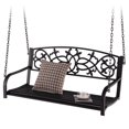 thumbnail image 2 of Gymax Patio Hanging Porch Swing 2-Person Outdoor Metal Swing Bench Chair w/ Chains Brown, 2 of 10