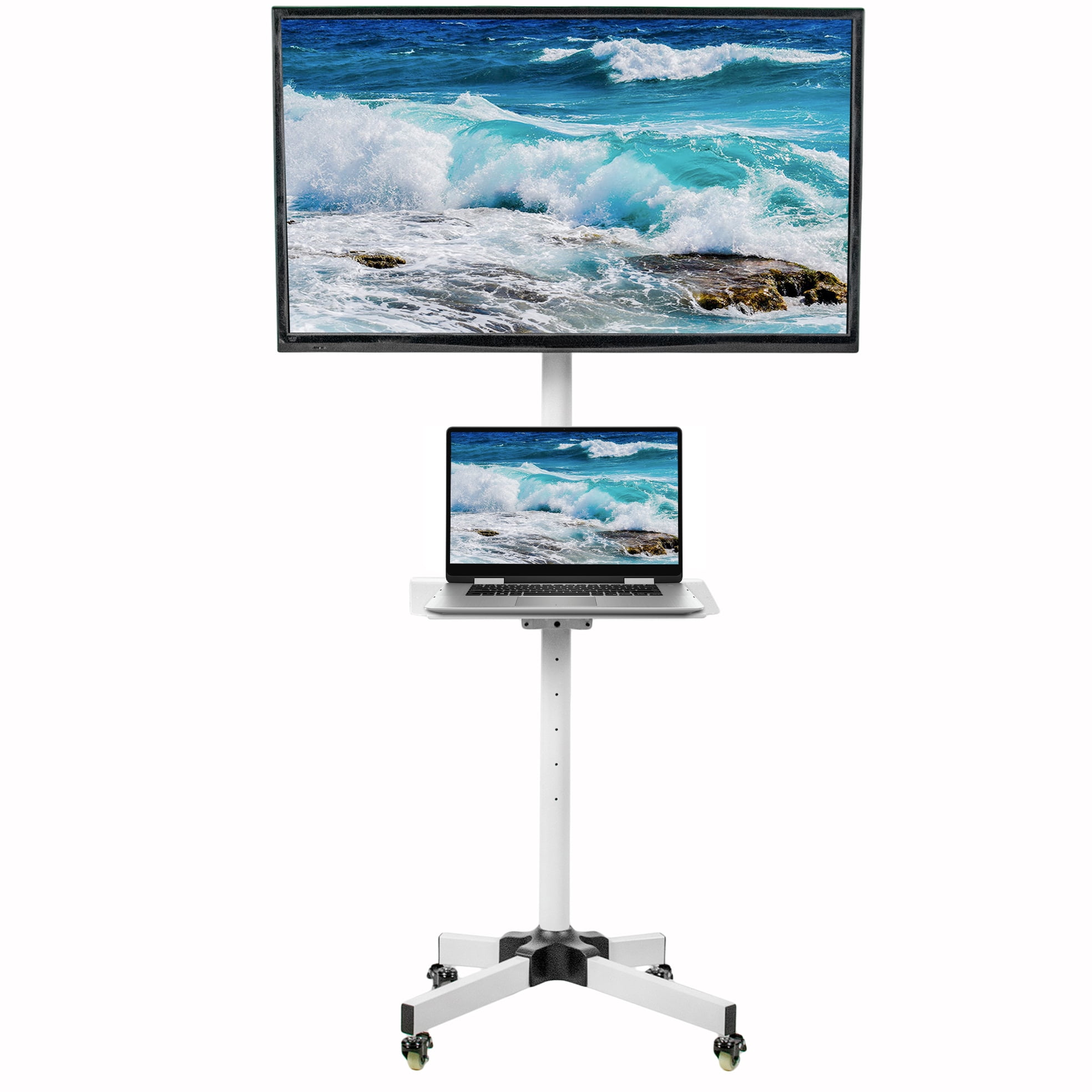 VIVO White Mobile TV Cart for 23" to 55" LCD LED Plasma Flat Screens