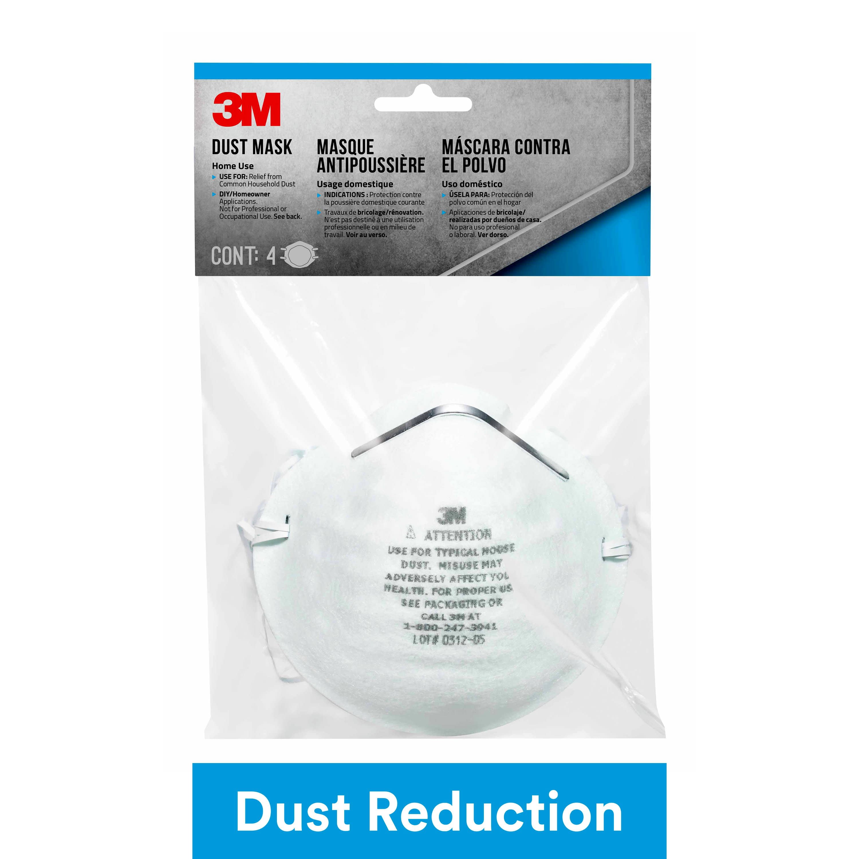 3M Home Dust Mask 8661, 4 Disposable Masks per Pack
