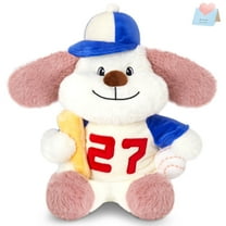 Houwsbaby 12" Baseball Puppy Plush Toy,Soft and Adorable Sports Dog Stuffed Animal with Baseball and Bat, Creative for Kids Boys Girls Sports Lovers, Cozy Decor and Festival