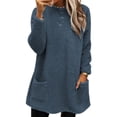 thumbnail image 1 of LUXUR T-Shirt en Molleton Doux pour Femmes, Ample, Bleu Paon, 2TG, 1 of 2