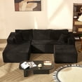 thumbnail image 5 of BIGSYY 107" Boneless Couch with Deep Seat, Modular Sectional Sofa, Cloud Sectional Couch for Living Room, No Assembly Required, Corduroy, U-Shape 3 Seater Left, Black, 5 of 10
