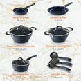 thumbnail image 2 of Open Box NutriChef 11 Piece Nonstick Diamond Pattern Cookware Set, Dark Blue, 2 of 7