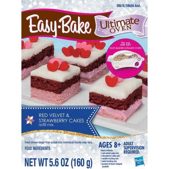 Easy-Bake Ultimate Oven Toy Refill Mix, Red Velvet and Strawberry Cakes 5.6 oz., Ages 8 and Up