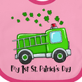 thumbnail image 4 of Inktastic My 1st St. Patrick's Day Green Fire Truck with Clovers Boys or Girls Baby Bib, 4 of 4