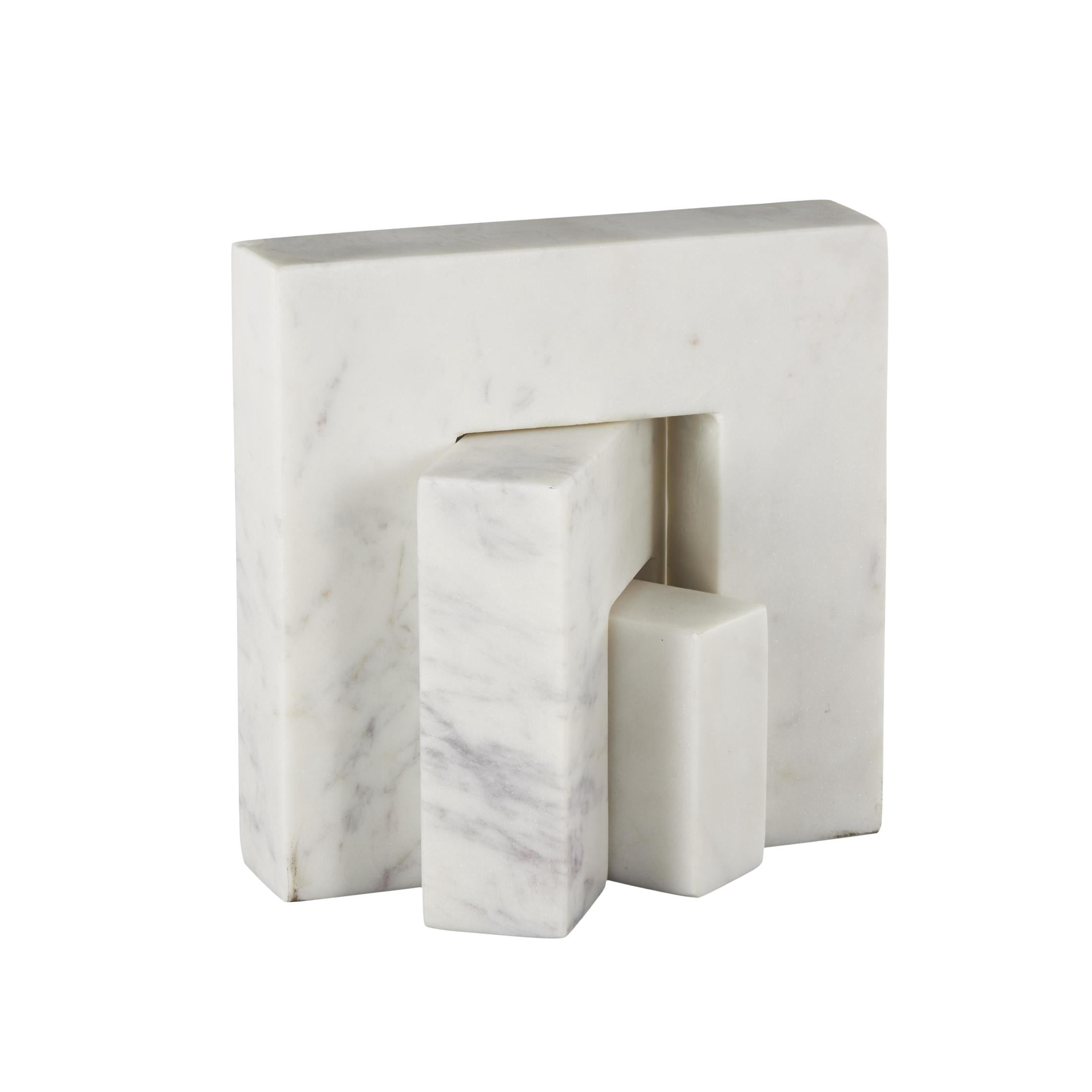 7",5",3"H White Marble Square Arch Abstract Sculpture with Varying Sizes, by DecMode (3 Count)