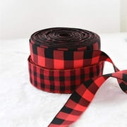 Red and Black Plaid Burlap Ribbon Christmas Wired Ribbon Wrapping Ribbon for Christmas Crafts Decoration, Floral Bows Craft 5CM