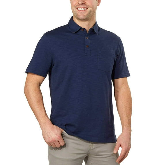 IZOD Men's Saltwater Chest Pocket Slub Polo 529635 Peacoat X-Large