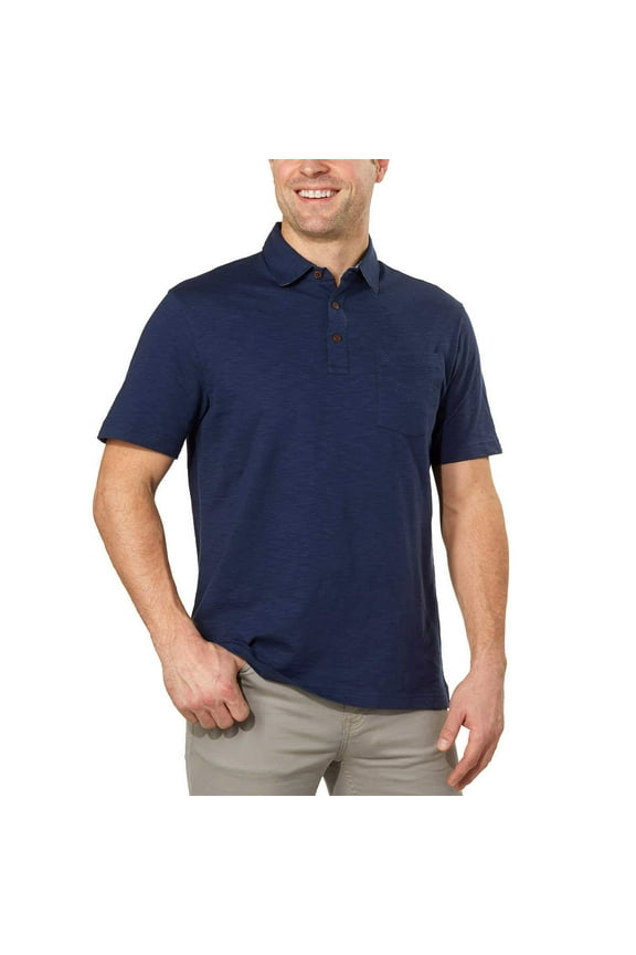 Mens Polo Shirt, Short Sleeve, Navy Blue, XXL