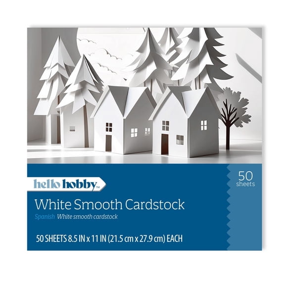 White Smooth Cardstock Paper by Hello Hobby- 8.5 x 11 inches - 50 pack