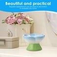 thumbnail image 4 of CERAMICS Raised Slow Feeder Cat Bowl, Ceramic Elevated and Titled Glass Food Bowl Small Dogs Slow Feeder, Flower Shaped Cute Cat Dish for Dry and Wet Food (Blue, 5.5"), 4 of 10