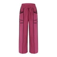 thumbnail image 4 of snilers Wide Leg Pants Women High Waisted Drawstring Pants Lounge Baggy Sweatpants Beach Casual Vacation Trousers with Pockets, 4 of 8