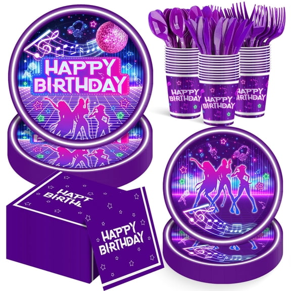 168Pcs Kpop Birthday Decorations K Pop Party Plates Napkins Cups Knives Forks Spoons, Kpop Party Decorations, Serve 24
