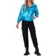 thumbnail image 2 of Chaqueta metálica brillante con capucha holográfica de manga larga y cremallera para mujer Allegra K en azul lago, 2 of 5