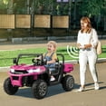 thumbnail image 3 of Gymax 12V 2 Seater Ride On UTV Dump Truck Remote w/ Electric Dump Bed & Shovel Pink, 3 of 10