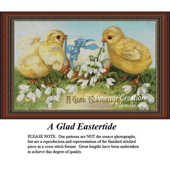 Vintage Cross Stitch | A Glad Eastertide (Pattern Only, You Provide The Floss and Fabric)