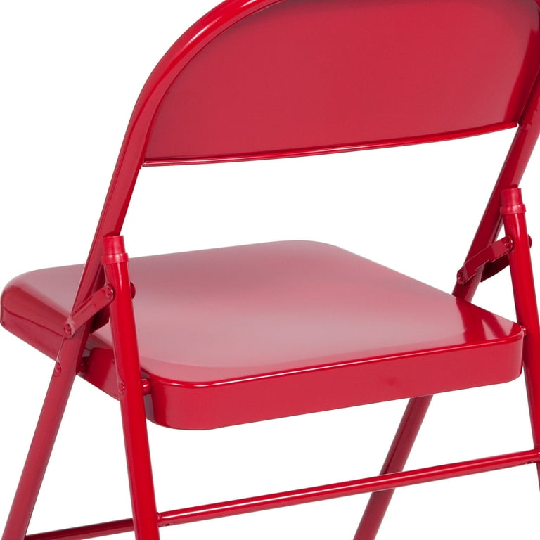 Flash Furniture 4 Pack HERCULES Series Triple Braced Double Hinged Red Metal Folding Chair