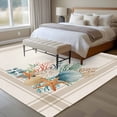 thumbnail image 4 of 5'x7' Area Rugs for Living Room Bedroom, Summer Coastal Washable Rug Carpet Runner Indoor Outdoor, Nautical Beach Marine Life Beige Striped Non Slip Floor Mats Area Rug for Kitchen, Nursery, 4 of 8
