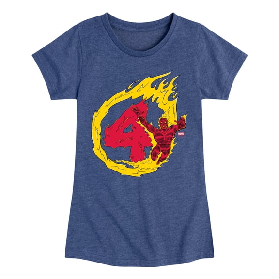 Fantastic Four - Human Torch - Youth Girls Fitted Short Sleeve T-Shirt