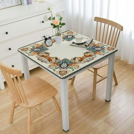 

ARISTURING Floral Pattern Square Tablecloth 100% Polyester Fiber Dining Table Protection 52*52